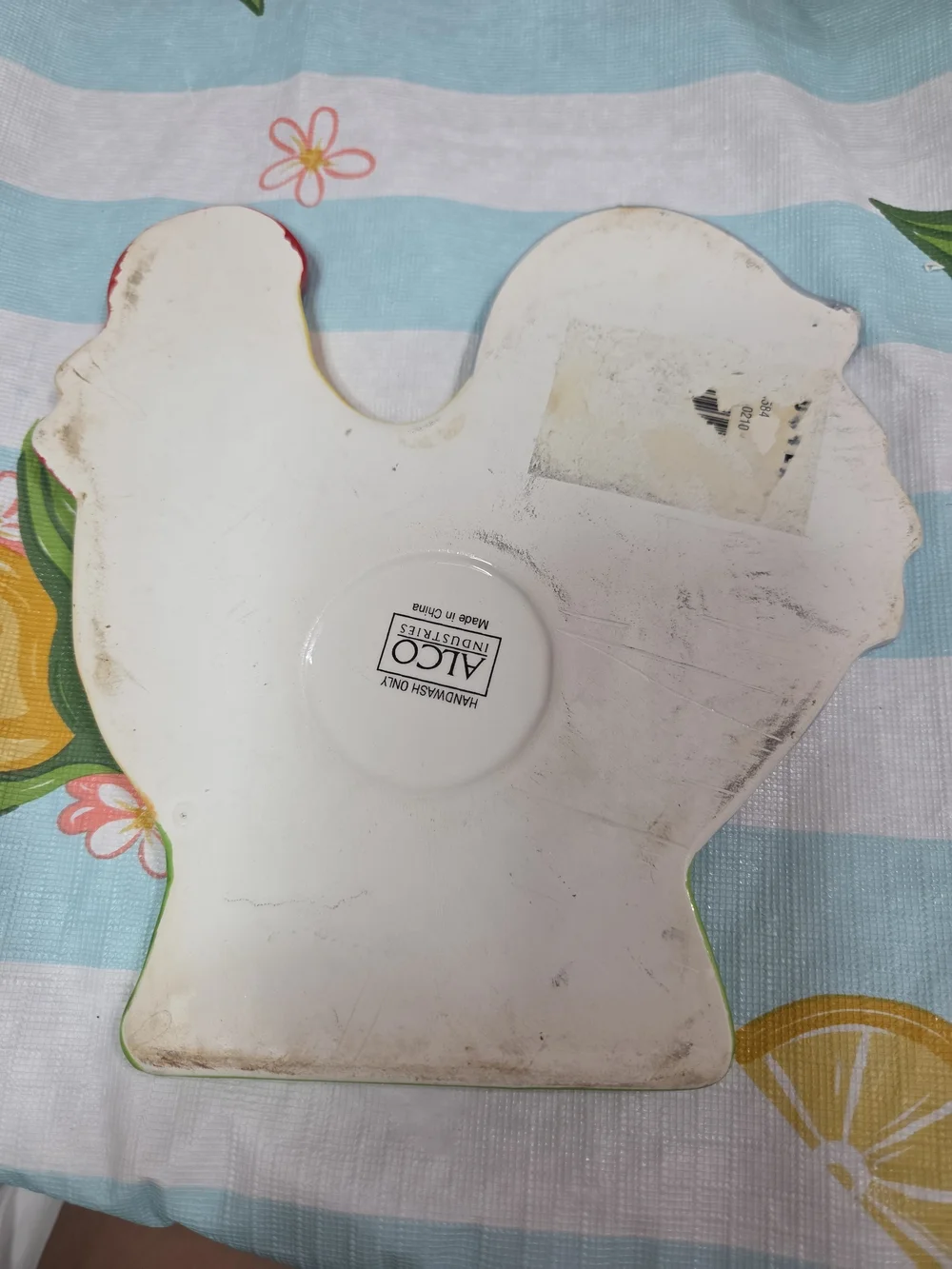 Ceramic Rooster Wall Plaque - Yellow & Blue Decorative Kitchen Accent